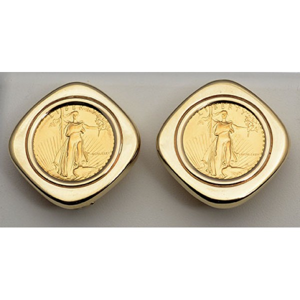 14KT GOLD  earrings with U.S. 1/10 oz. Eagle Gold Coin  (coin included)